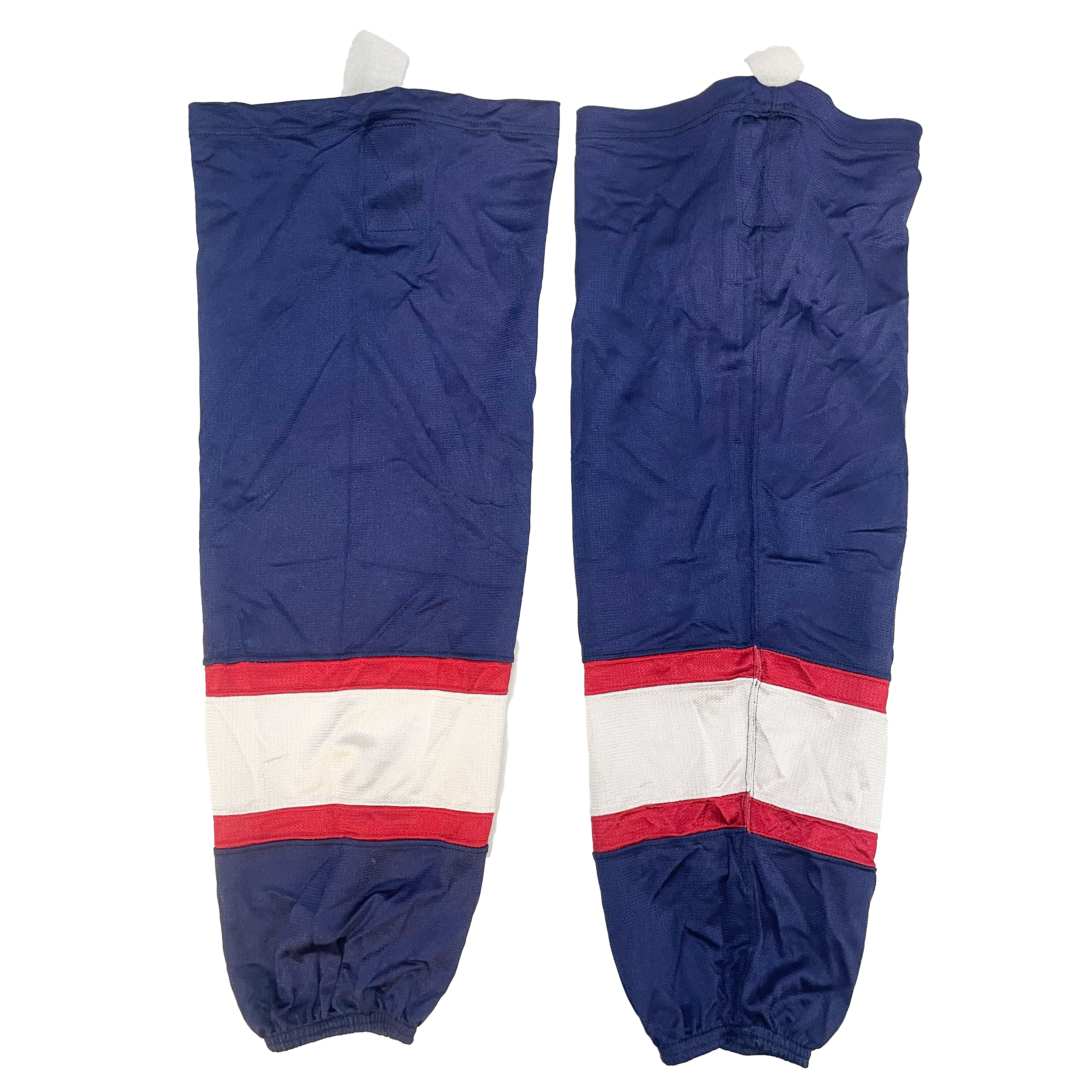 Chaussettes de hockey usagées de l'équipe américaine (bleu marine/rouge/blanc)
